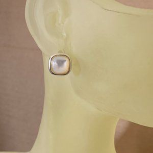 NWOT Silver & Square Natural White Shell (MOP)  "Stud" Earrings